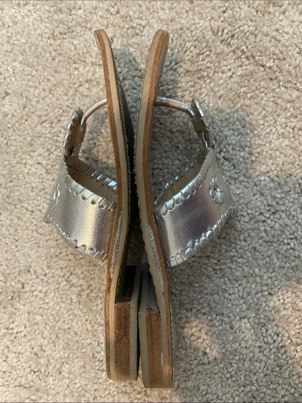 Jack Rogers Silver Leather Millie Sandals - Metallic Slide